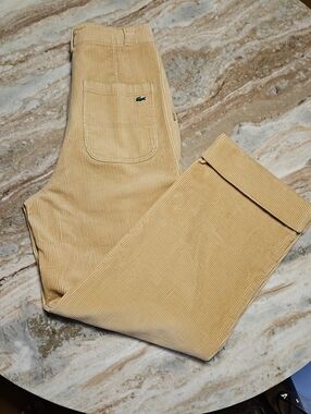 Lacoste Women's High Waisted Light Tan Corduroy Pants 100% Cotton